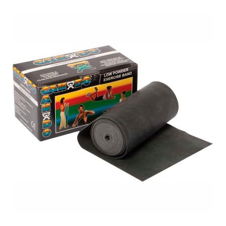 Fabrication Enterprises CanDo Low Powder Exercise Band, Black, 6 Yard Roll, 1 Roll/Box 1211054
